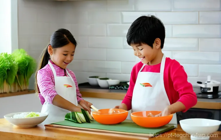 자녀와 함께하는 홈스쿨링 프로젝트 아이디어 - **Creative Home Puppet Show:**
    A heartwarming, indoor scene with two children, a boy and a girl ...
