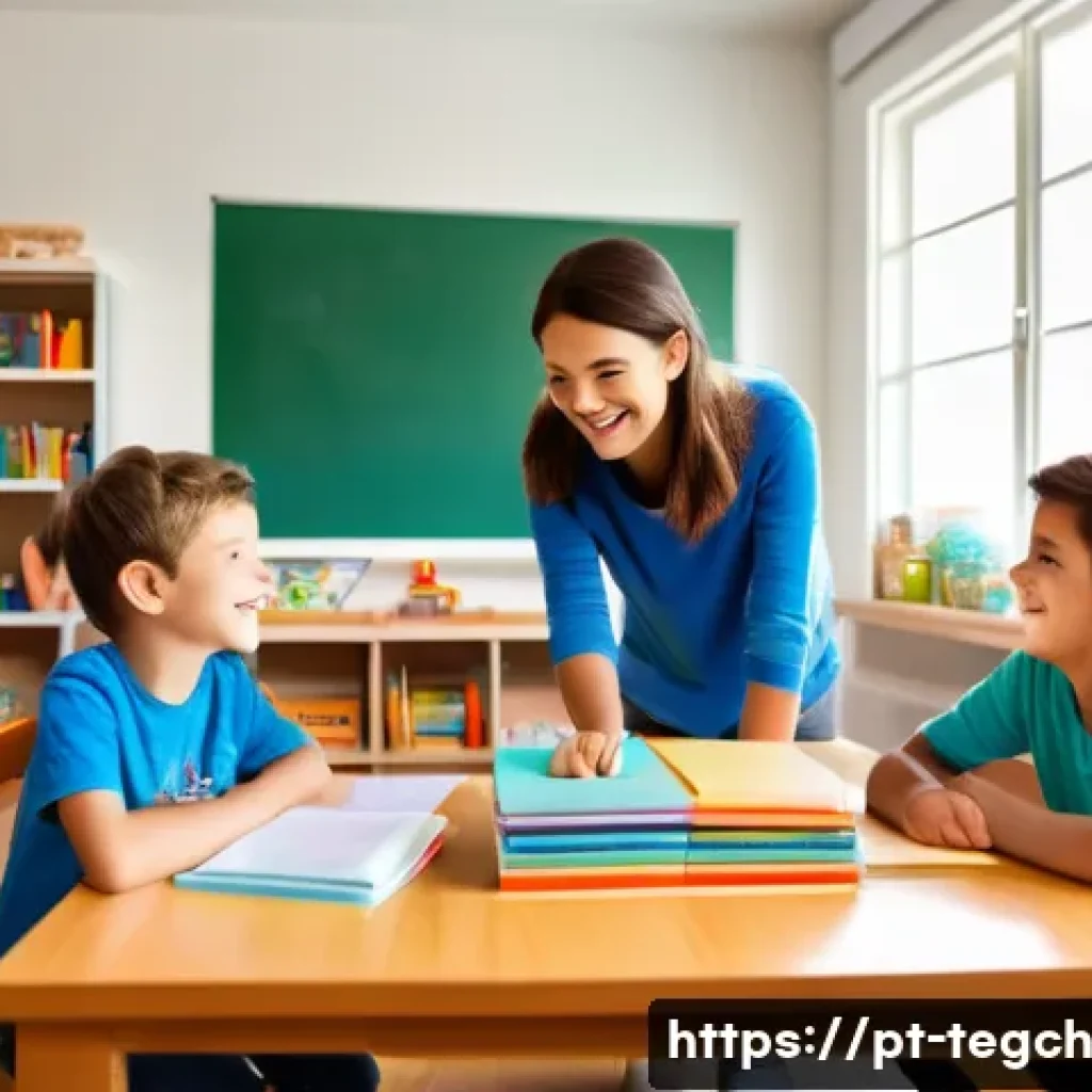 홈스쿨링에서의 협력적 학습 - A cozy home study room designed for collaborative learning with three children sitting around a larg...
