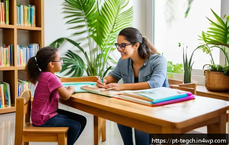 홈스쿨링과 스스로 학습의 중요성 - A warm and inviting homeschooling environment inside a modern Brazilian home, showing a mother and h...